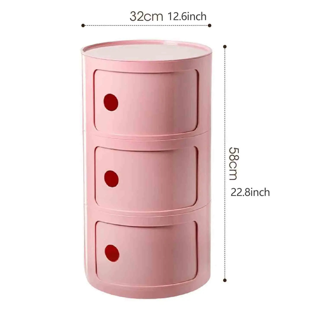 Plastic Round Nightstand Bedside Table Cabinet with Sliding Doors Round Storage Bedside Cabinet Nightstand  for Living Bedroom