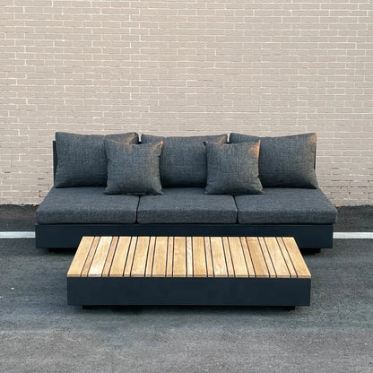 Aluminum Outdoor Furniture Villa Garden Sofa Set Hotel Patio Poolside Teak L Sectional Sofa Aluminum Outdoor Sofa