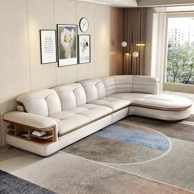 Premium Relaxing Designer Modern Sofa Fancy Genuine Leather Reclining Corner Sofa Sectional Luxury