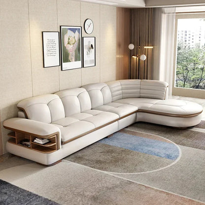 Premium Relaxing Designer Modern Sofa Fancy Genuine Leather Reclining Corner Sofa Sectional Luxury