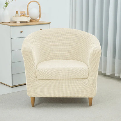 2pcs/set Jacquard Stretch Club Armchair Slipcover 1pc Barrel Tub Sofa Cover + 1pc Polar Fleece Couch Cover Furniture Protector