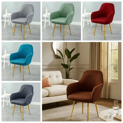 Washable Elastic Curved Chair Cover Plaid Flannel Solid Color Seat Protection Dust Proof Irregular Wear for Chairs Family Dinner
