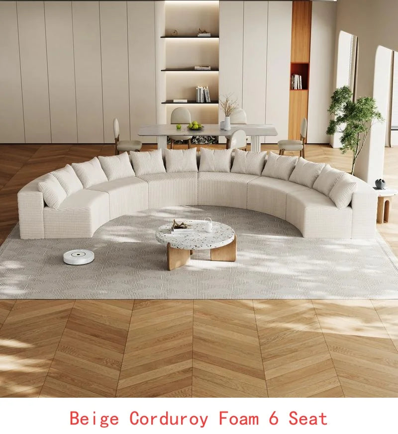 Curved Modular Sectional Foam Sofa with 12 Pillows, Semi-Circular Design for Living Room, Bedroom, Office, Leisure, Nap,