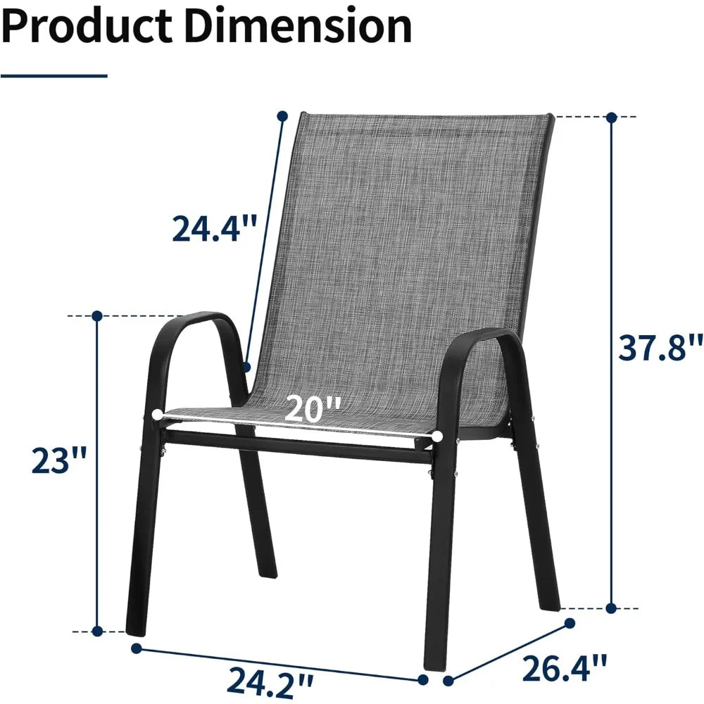 Patio Chairs Set of 6, Outdoor Dining Chairs with All Weather Lightweight Textilene, Lawn Chairs 300Lbs Capacity for Backyard De
