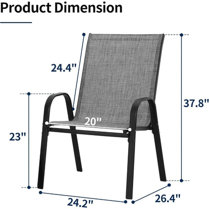 Patio Chairs Set of 6, Outdoor Dining Chairs with All Weather Lightweight Textilene, Lawn Chairs 300Lbs Capacity for Backyard De