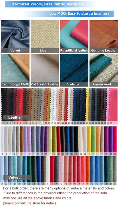 Living room sofa with U-shaped corduroy combination corner