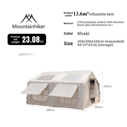 Mountainhiker 13.6㎡ Large Inflatable Tent Outdoor Camping 8-10 Person Tent Rainproof Family Awning Beach Quick Open Fishing Park