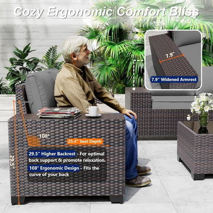 12pc High Back All-Weather PE Rattan Patio Sectional Sofa Set with Coffee Table & Cushions Outdoor Garden Use , Custom