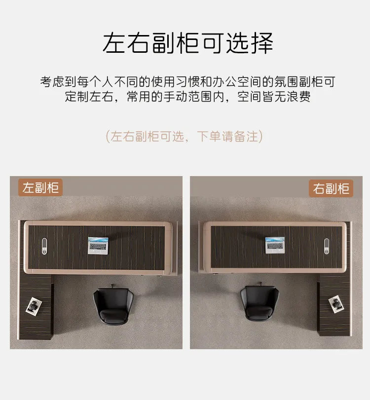 luxury Computer Office Desk Standing L Shaped Writing Boss Table Lift Up Table Gaming Sedentary Filing Cabinet Boss Furniture