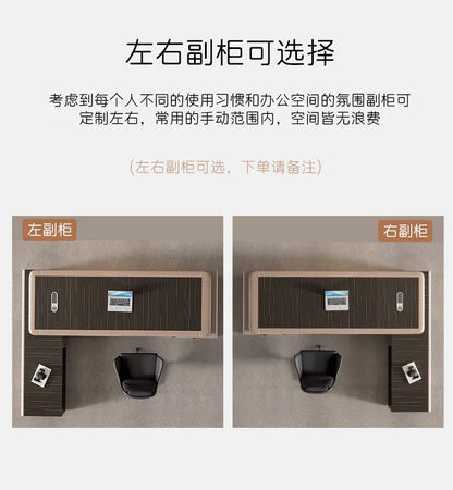 luxury Computer Office Desk Standing L Shaped Writing Boss Table Lift Up Table Gaming Sedentary Filing Cabinet Boss Furniture