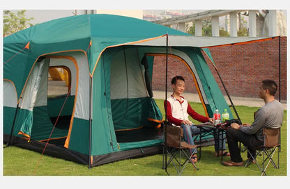 3 Sizes Tent Two-bedroom 1 Living Room Large Family Camping Tent 5-8-12 Person Leisure Camp Tent Rainproof Outdoor Indoor Hourse
