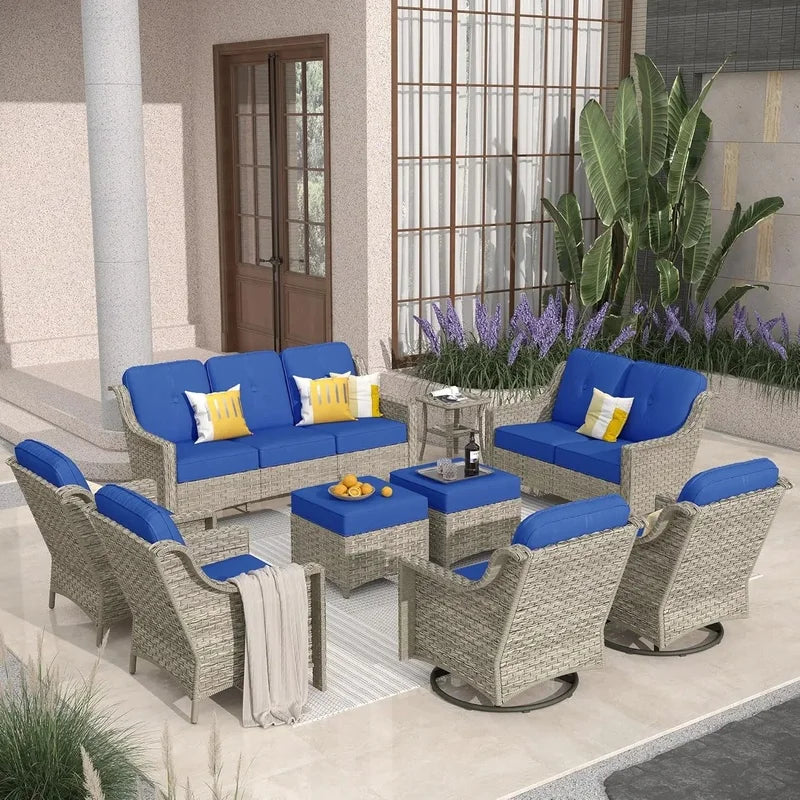 Rattan Outdoor Sofa Set for Patio, Garden, Poolside, and Deck Furniture