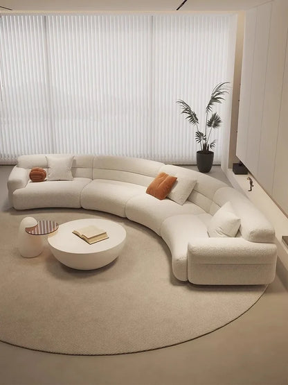 yA38 Minimalist new fan-shaped large flat-layer curved sofa custom left and right concubine lamb wool