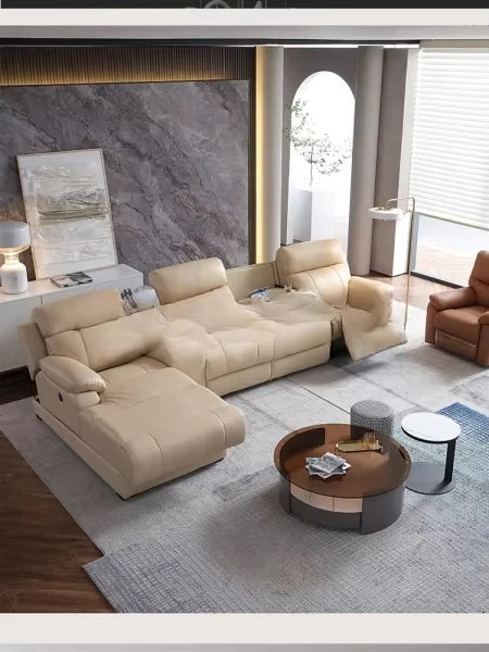 Nordic Tech Smart Electric Reclining Sofa Set Functional Genuine Leather Sofa Cama L Shape Sectional Couch