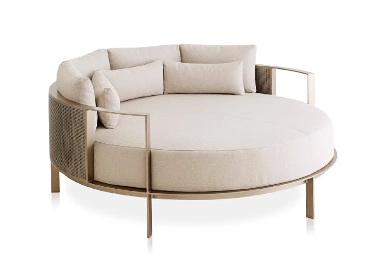 Villa Swimming Pool Outdoor Sofa Courtyard Garden Balcony Large Round Bed Beach Outdoor Lounger Champagne Gold