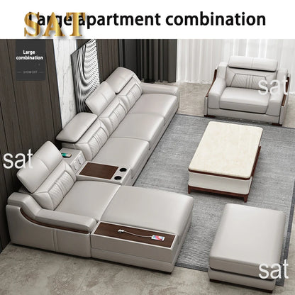 #For New Design Modern Simple Living Room Luxury Leather Sofa Set Hotel Apartment Multi-functional Corner Sofa Combination*