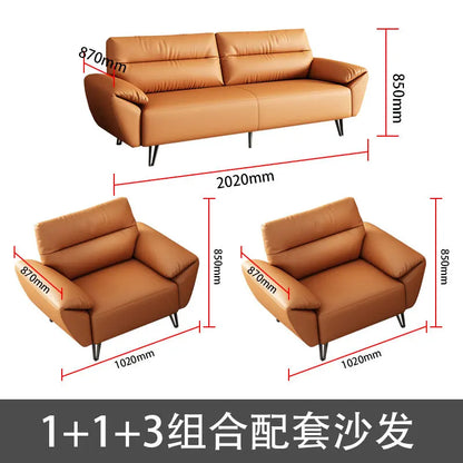 Simple modern business, light luxury leather three-person sofa