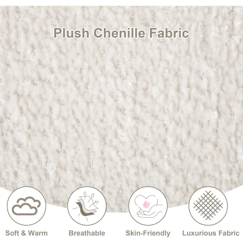 "110 inch chenille fabric u-shaped sectional sofa with double chaise and sleeper for comfortable living room seating"