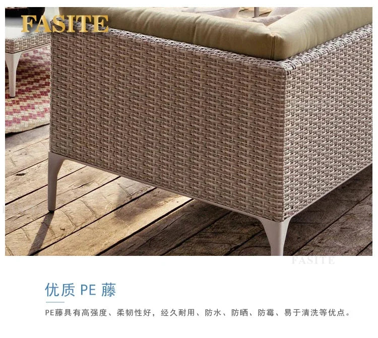 Rattan Sofa Nordic Villa Area Courtyard Outdoor Sofa Furniture Model Room Outdoor Soft Decoration Bed Recliner Waterproof