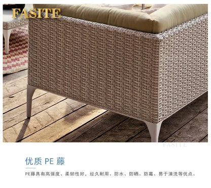 Rattan Sofa Nordic Villa Area Courtyard Outdoor Sofa Furniture Model Room Outdoor Soft Decoration Bed Recliner Waterproof