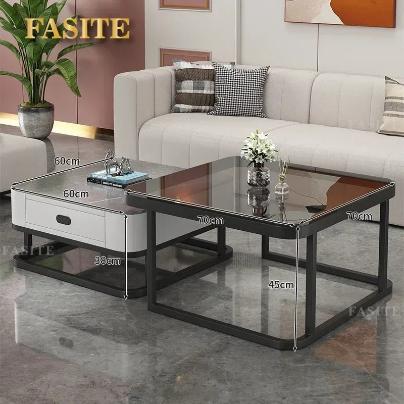 Glass Luxury Coffee Tables Bedside Centre Center Coffee Tables Gold Combination Nordic Basse De Salon Living Room Furniture