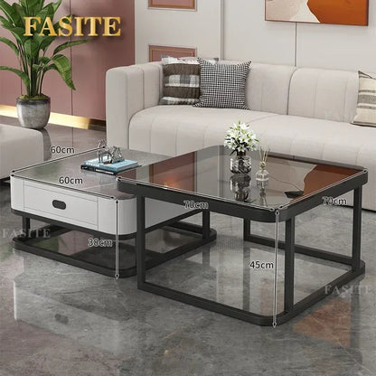 Glass Luxury Coffee Tables Bedside Centre Center Coffee Tables Gold Combination Nordic Basse De Salon Living Room Furniture