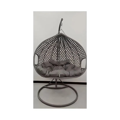Swing Outdoor Furniture Rope Chair Modern Wicker Rattan Balcony Garden Hanging Double Egg Swing Chair with Metal Bracket