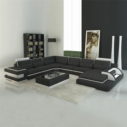 Modern creative living room sofa U-shaped corner leather sofa for large apartment