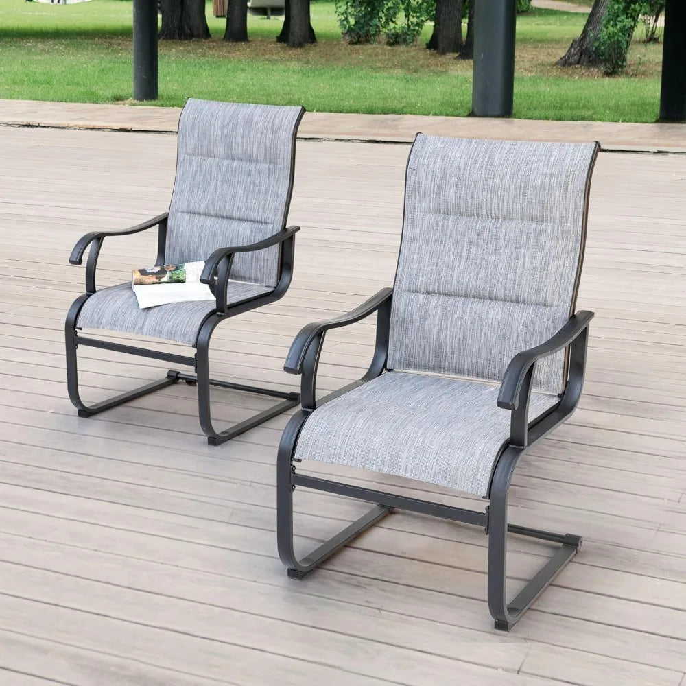Outdoor Patio Dining Chairs Set of 2 Padded High Back Breathable Spring Motion Patio, Lawn & Garden