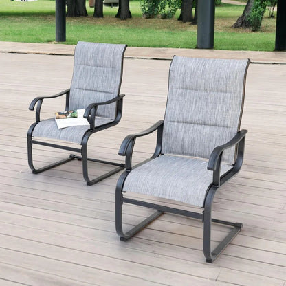 Outdoor Patio Dining Chairs Set of 2 Padded High Back Breathable Spring Motion Patio, Lawn & Garden