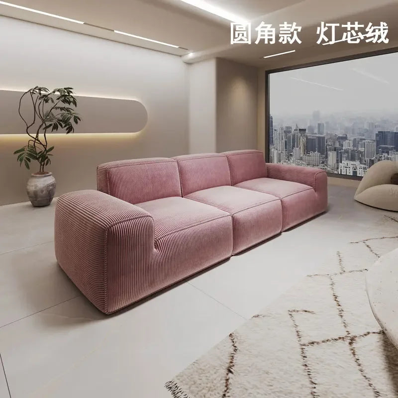 AAModern Vacuum Compression Living Room Lazy Sofa Light Luxury Furniture Corduroy Sponge Filling Multi-Person Sofa Customization
