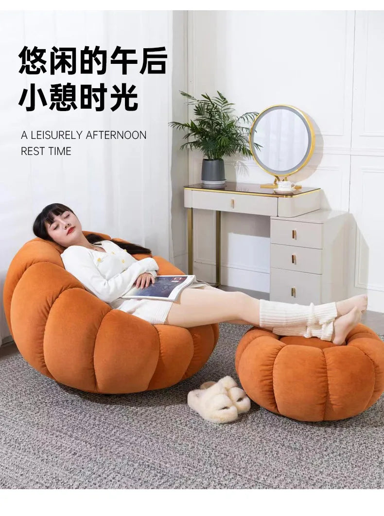 Pumpkin Lazy Sofa Sleeping Lying Apartment Living Room Balcony Leisure Rotating Lamb Fleece
