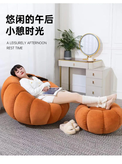 Pumpkin Lazy Sofa Sleeping Lying Apartment Living Room Balcony Leisure Rotating Lamb Fleece