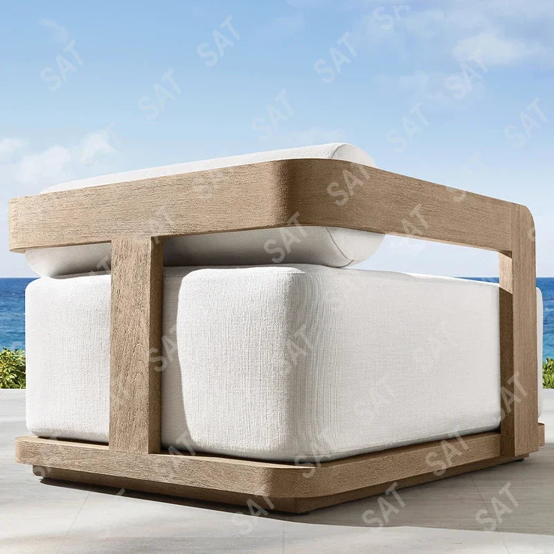 -High-End Garden Sofa Set Luxury Yacht Solid Wood Sofa Hotel Patio Outdoor Furniture Design Villa Backyard Teak Sofa