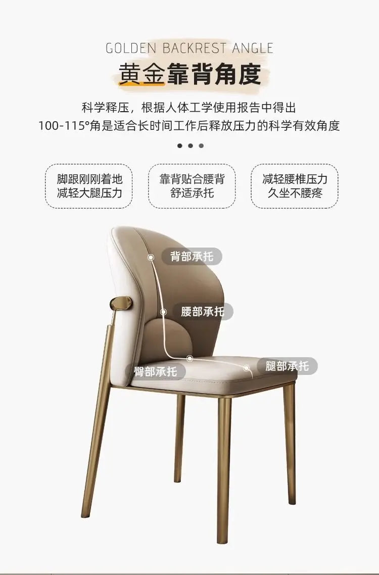 Italian Dining Chair Home Nordic Backrest Chair High-end Restaurant Stool Hotel Modern Simple Light Luxury Stainless Steel Chair