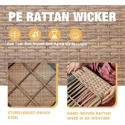 yss 7-Piece Outdoor Rattan Wicker Sofa Set, Sectional Patio Conversation Furniture with Thick Cushions for Garden,