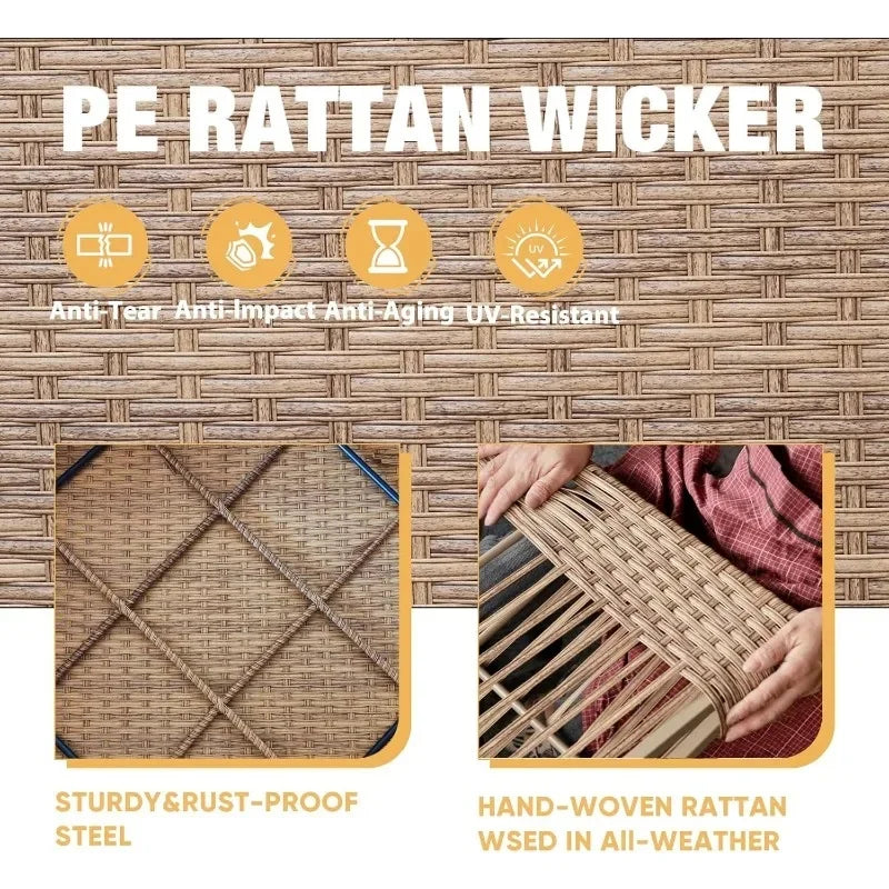 yss 7-Piece Outdoor Rattan Wicker Sofa Set, Sectional Patio Conversation Furniture with Thick Cushions for Garden,