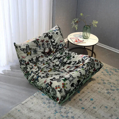 Single sofa living room bedroom lazy fabric leather leisure chair small apartment cream wind