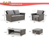 #For 6 Piece Patio Furniture Set, Outdoor Sectional Conversation Rattan Sofa Set w/Ottoman&Storage Table for Garden, Porch, Back