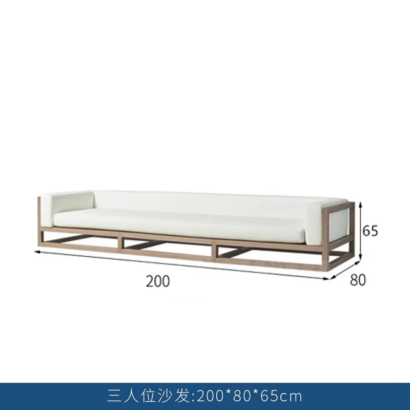 Villa courtyard sofa combination leisure hotel terrace waterproof sunscreen sofa outdoor terrace wood grain lacquer sofa