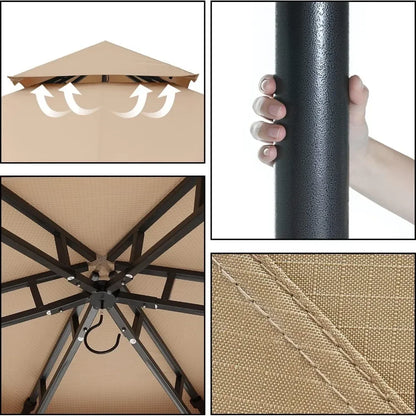 For 10'x10' Gazebos for Outdoor Hexagonal Gazebo with Netting and Privacy Curtains By, 120"L X 120"W X 110"H, 74.8 Pounds&