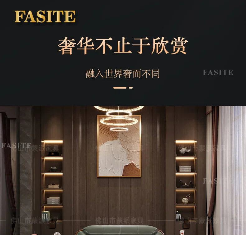 Ebony leather sofa first layer cowhide new Chinese high-end villa living room large apartment solid wood