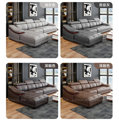 Modern simple living room size apartment combination leather art sofa furniture