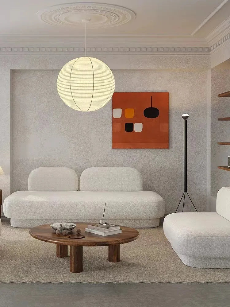 Lamb wool armless sofa, modern simple balcony living room double straight row sofa