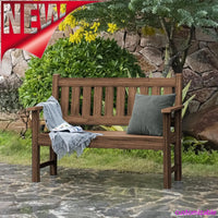 NEW-Outdoor Bench, 2-Person Garden Bench, Poly Lumber Patio Bench for Outdoors, Porch, and Park (Brown)