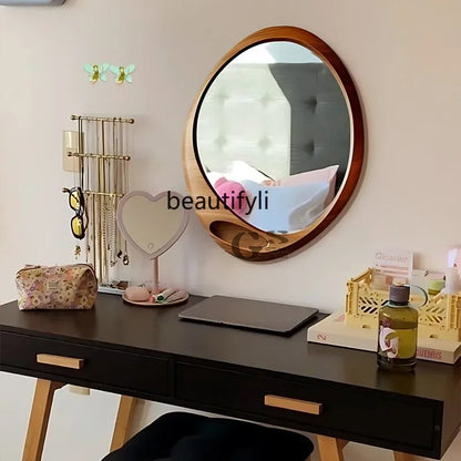 French retro bathroom mirror wall-mounted mirror American dressing table makeup mirror living room background wall decoration