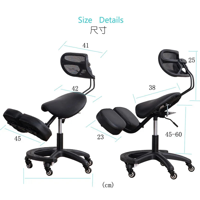 Kneeling Chair Adult Ergonomic Orthopedic Seat Saddle Chair Double Cushion Adjustable Anti-Humpback Positive Posture Study Chair