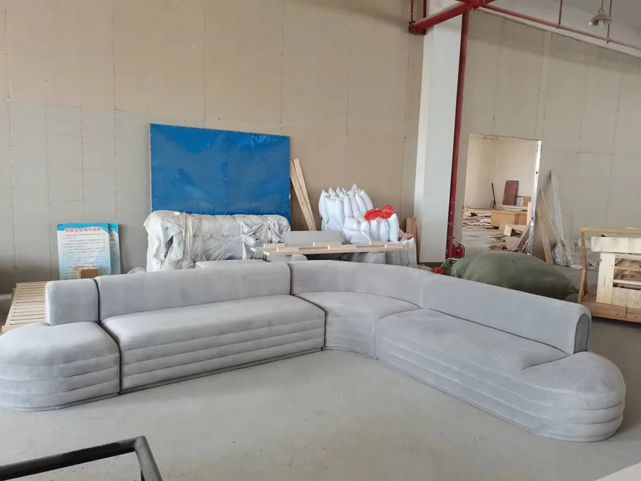 XL Nordic Light Luxury Curved Fabric Irregular Living Room Beauty Salon Modern Simple Sofa