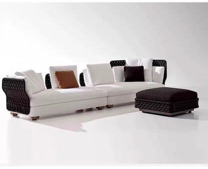 Homestay Outdoor Sofas Courtyard Leisure Balcony Garden Sofas Accent Wicker Woven Wicker Chair Furniture Arredo Giardino Lshysf