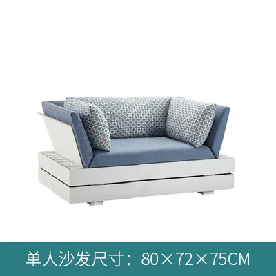 Outdoor sofa, rainproof, sunscreen, rattan craft, courtyard garden, Nordic solid wood coffee table